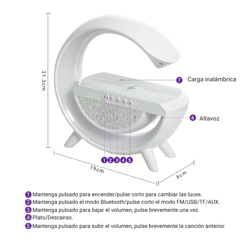 LÁMPARA G LUZ LED CON PARLANTE BLUETOOTH
