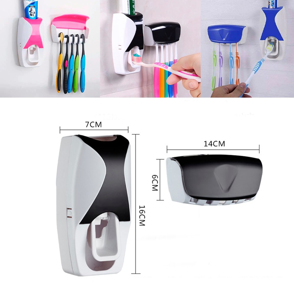 DISPENSADOR DE PASTA DENTAL CON PORTA CEPILLOS