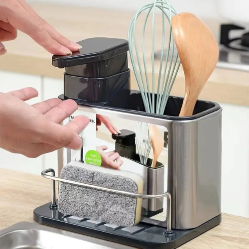 DISPENSADOR DE JABON LIQUIDO Y PORTA ESPONJA