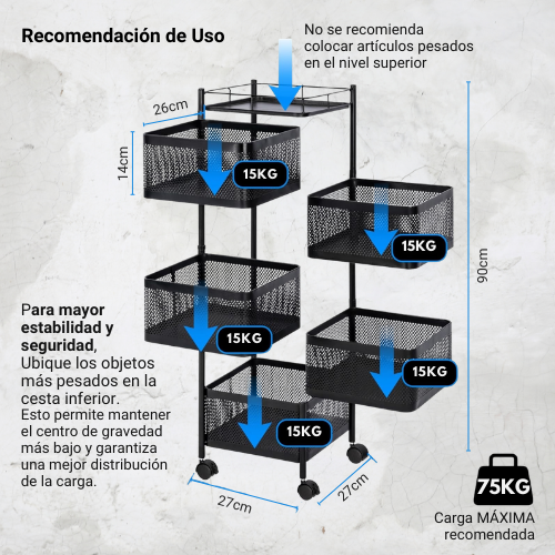 ORGANIZADOR DE 5 NIVELES GIRATORIO MULTIUSO
