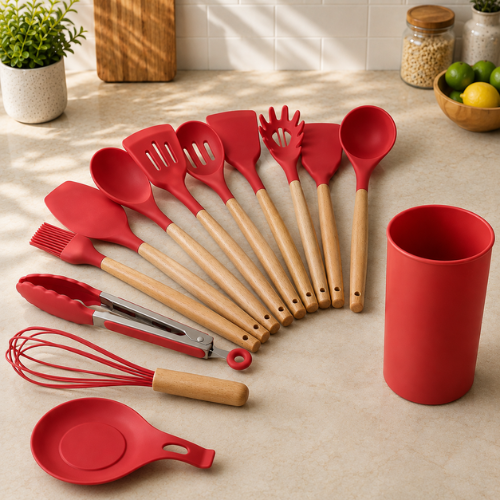 SET DE UTENCILIOS DE SILICONA PARA COCINA