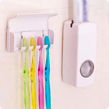 DISPENSADOR DE PASTA DENTAL CON PORTA CEPILLOS