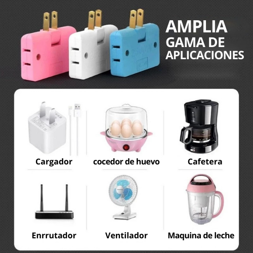 ADAPTADOR ENCHUFE TRIPLE GIRATORIO 180° MULTIENCHUFE
