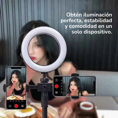 ARO DE LUZ LED CON DOBLE SOPORTE PARA CELULAR