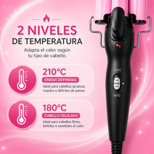 BUCLERA RIZADOR DE 3 BARRILES