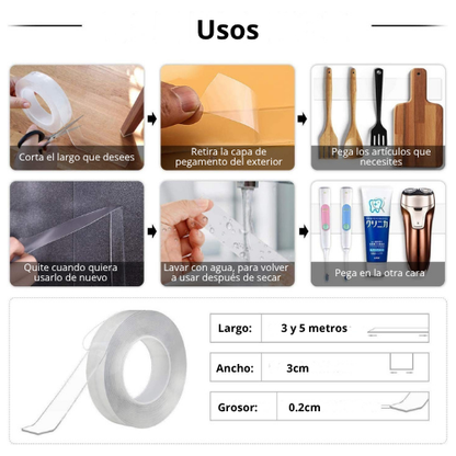 CINTA DE DOBLE CONTACTO TRANSPARENTE