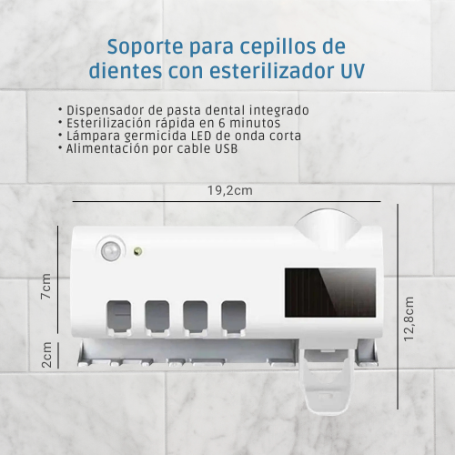 DISPENSADOR Y ESTERILIZADOR DE CEPILLO DE DIENTES UV