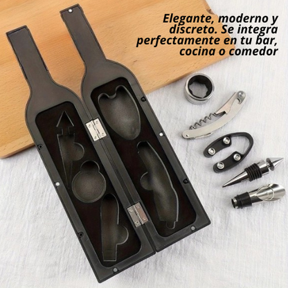 KIT ABRIDOR DE VINO EN FORMA DE BOTELLA