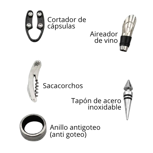 KIT ABRIDOR DE VINO EN FORMA DE BOTELLA