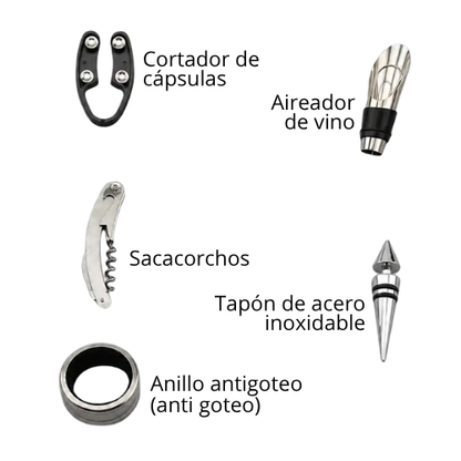 KIT ABRIDOR DE VINO EN FORMA DE BOTELLA