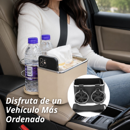 ORGANIZADOR PARA VEHÍCULO CON PORTAVASOS