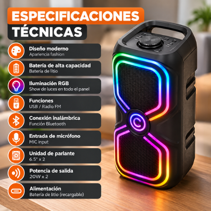 PARLANTE PORTÁTIL BLUETOOTH RGB