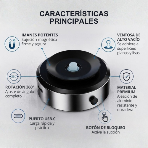 SOPORTE MAGNÉTICO PARA CELULAR CON VENTOSA