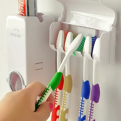 DISPENSADOR DE PASTA DENTAL CON PORTA CEPILLOS