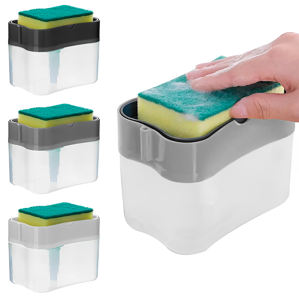 DISPENSADOR DE JABÓN Y SOPORTE DE ESPONJA