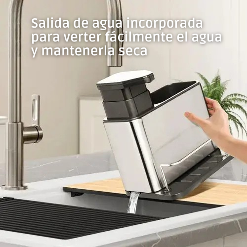 DISPENSADOR DE JABON LIQUIDO Y PORTA ESPONJA