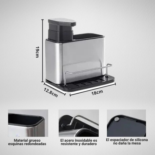 DISPENSADOR DE JABON LIQUIDO Y PORTA ESPONJA