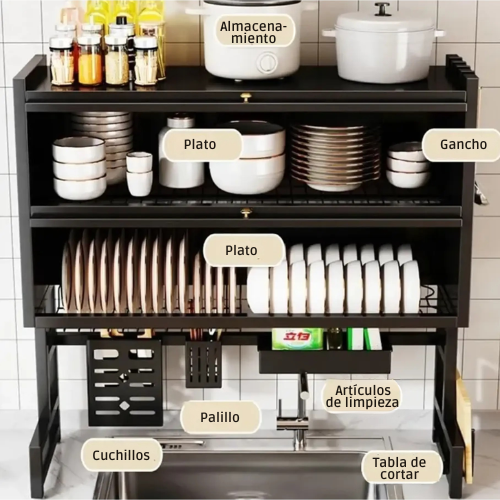 ESCURRIDOR DE PLATOS CON DOBLE TAPA