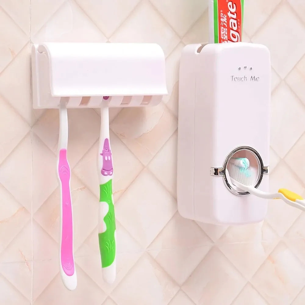 DISPENSADOR DE PASTA DENTAL CON PORTA CEPILLOS