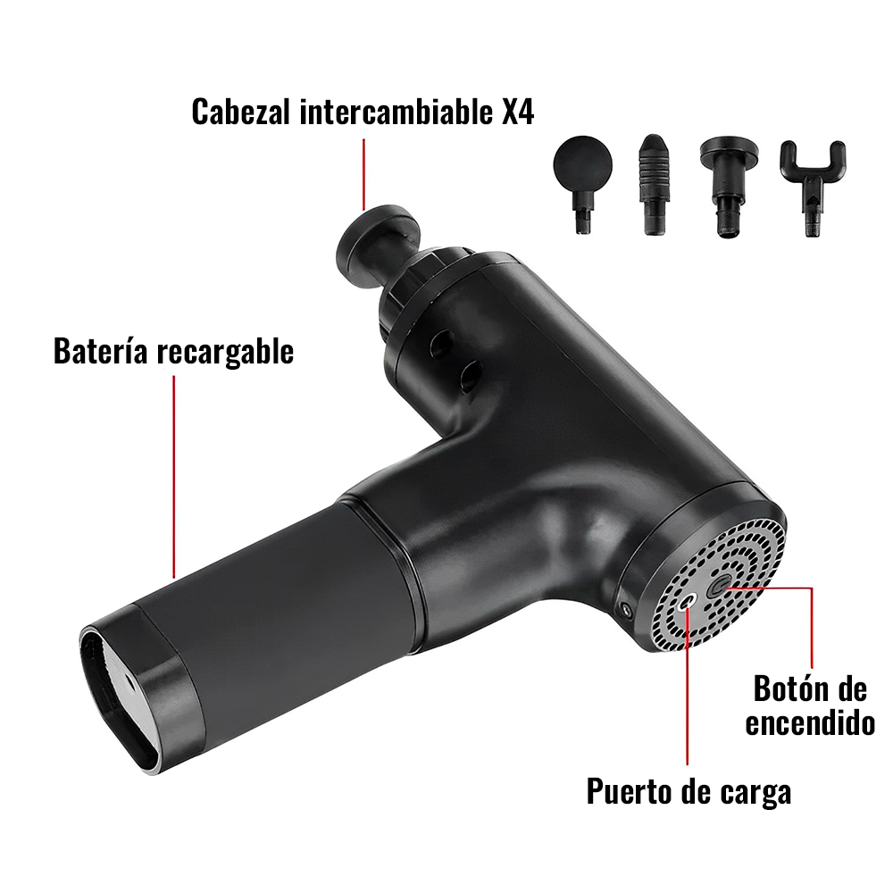 MASAGEADOR MUSCULAR DIGITAL (4 CABEZALES) 6 INTENSIDADES