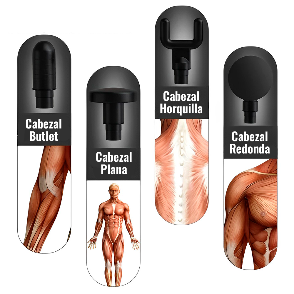 MASAGEADOR MUSCULAR DIGITAL (4 CABEZALES) 6 INTENSIDADES