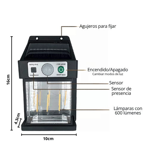 LÁMPARA SOLAR PARA PARED