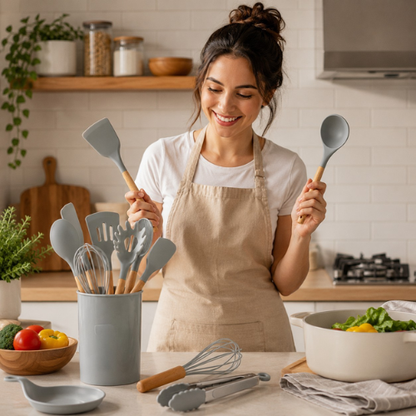 SET DE UTENCILIOS DE SILICONA PARA COCINA