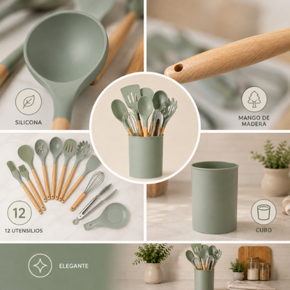 SET DE UTENCILIOS DE SILICONA PARA COCINA