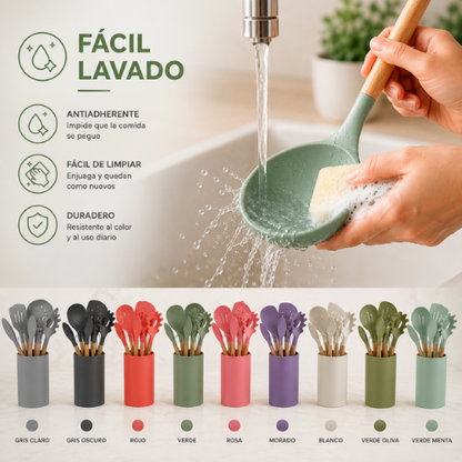 SET DE UTENCILIOS DE SILICONA PARA COCINA